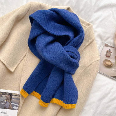 Solid Knitted Wool Warm Scarf