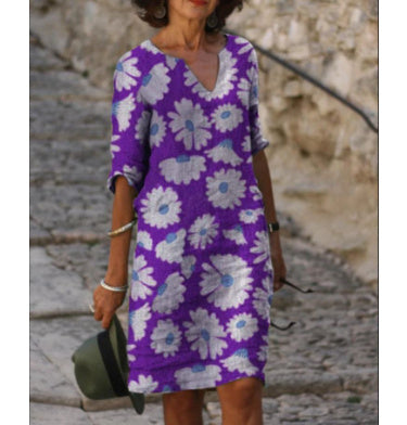 Fashion chrysanthemum midi dress