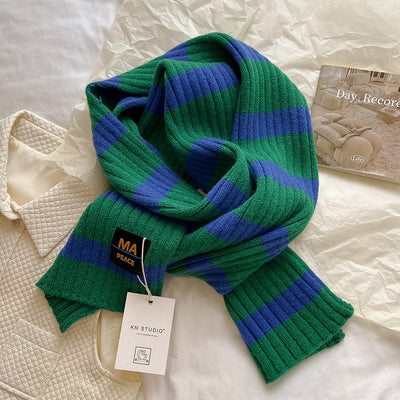 Knitted Wool Striped Scarf