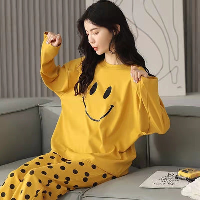 Pajamas Set Women Cute Cartoon Print Sleepwear 2 Piece Lounge Sets